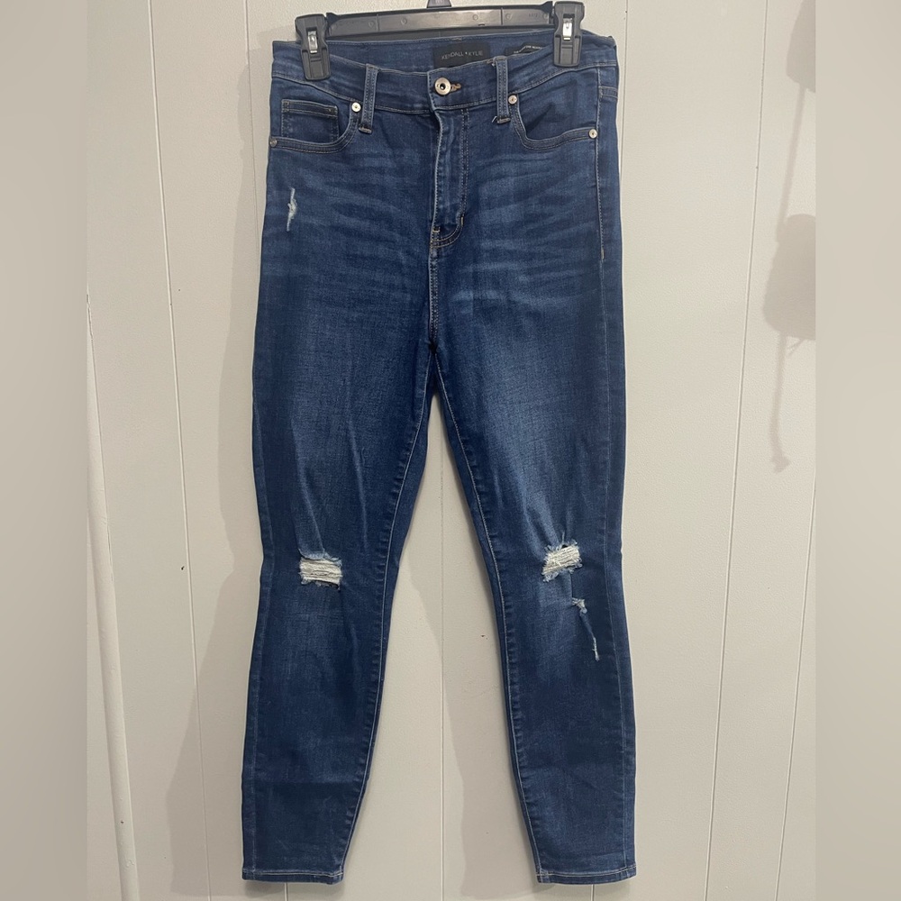 Kendall & Kylie Dark Blue Ripped Skinny Jeans